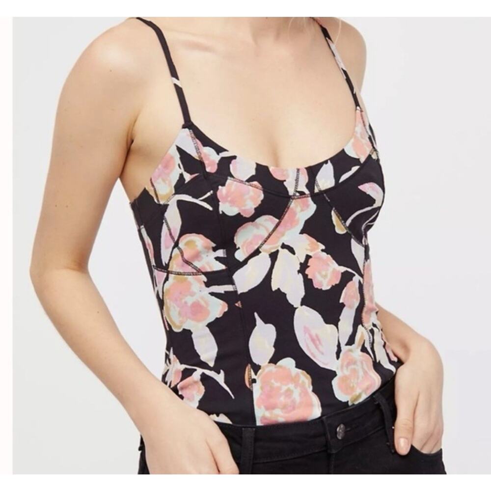 Free People Y2K Intimately Next Up Corset Cami Floral Print Size Medium a1601